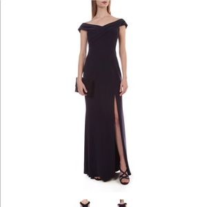 Xscape Navy off the shoulder gown